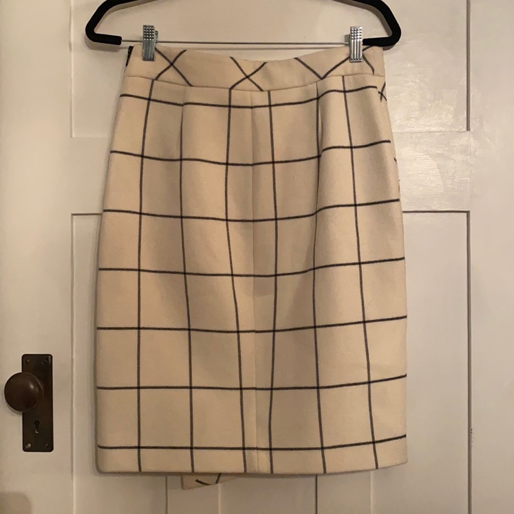 Zara Cream Grid Pattern Skirt - image 5